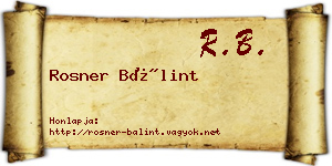 Rosner Bálint névjegykártya